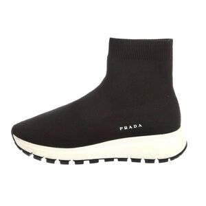 Prada Men knit fabric logo sock runner high top sneaker size EU 42,5  US 9.5